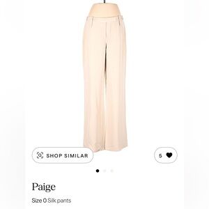 PAIGE Elegant Cream Silk Wide Leg Pants